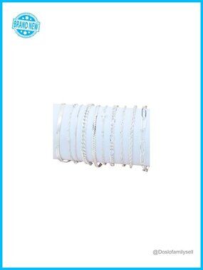 10 Pack 14K Gold Plated Stackable Bracelet Set Link Chain Adjustable Charm